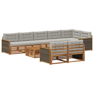 vidaXL Zunanja garnitura za sedenje z blazino 9 pcs