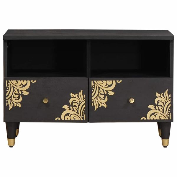 vidaXL TV omarica s predalom Črna 70 x 33 x 46 cm Masiven les manga