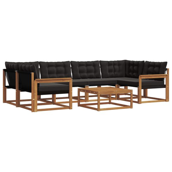vidaXL Zunanja garnitura za sedenje z blazino 7 pcs Naravna in črna