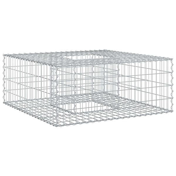 vidaXL Gabionska dvignjena postelja srebrna 100 x 100 x 40 cm