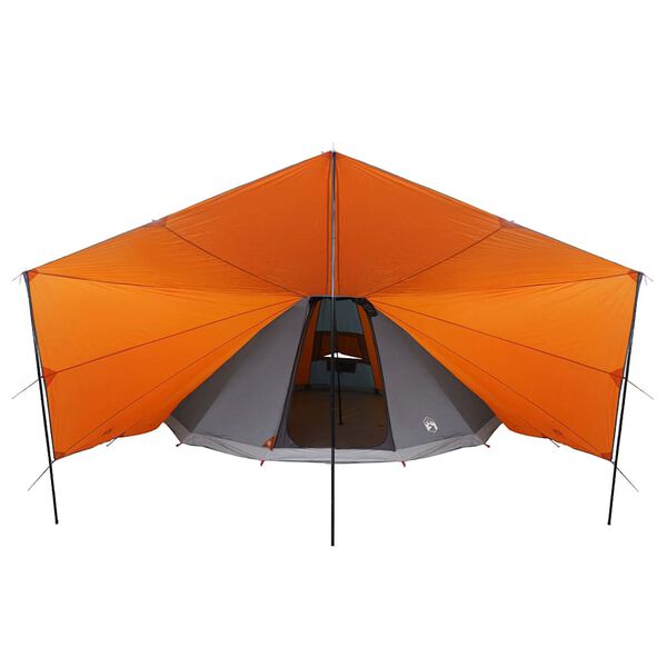 vidaXL Družinski tipi šotor Siva in oranžna 510 x 690 x 330 cm