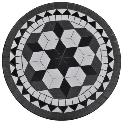 vidaXL Bistro garnitura 3-delna s keramičnimi ploščicami črno/bela