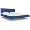 vidaXL Posteljni okvir modro blago 160x200 cm