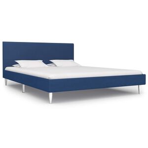 vidaXL Posteljni okvir modro blago 160x200 cm