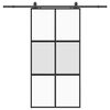 vidaXL Drsna vrata z opremo črna 102,5x205 cm kaljeno steklo