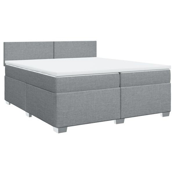 vidaXL Box spring postelja z vzmetnico svetlo siva 200x200 cm blago