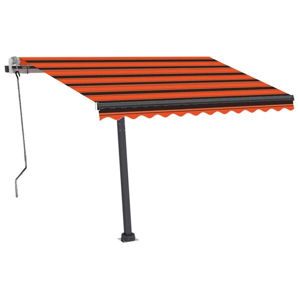 vidaXL Ročno zložljiva tenda z LED lučkami 350x250 cm oranžna in rjava