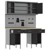 vidaXL Delovna omara s predalom 10 pcs Črna Inženirski les in jeklo
