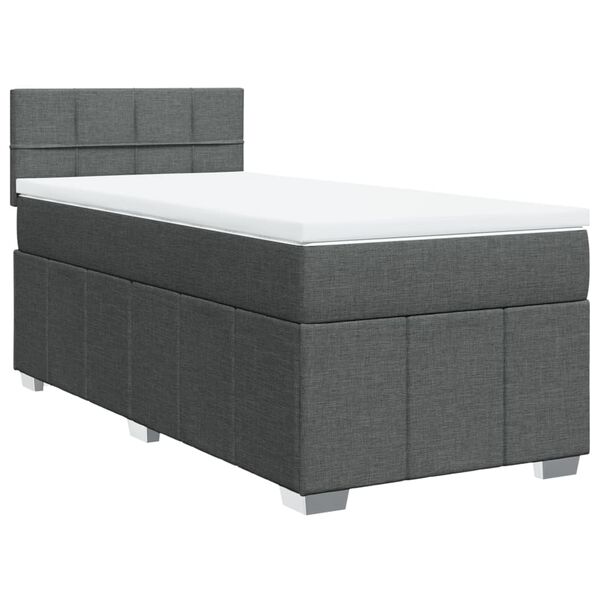 vidaXL Box spring postelja z vzmetnico temno siva 80x200 cm blago