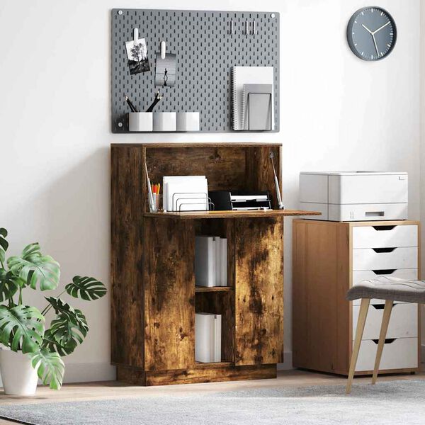 vidaXL Miza Dimljeni oreh 71.5 x 31.5 x 106.5 cm Konstruiran les