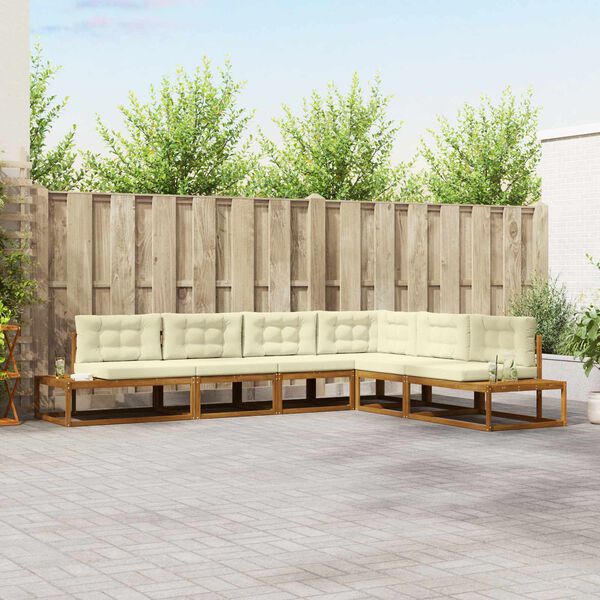 vidaXL Zunanja garnitura za sedenje 6 Kos Naravna in smetana