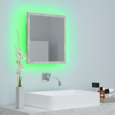vidaXL LED kopalniško ogledalo betonsko sivo 40x8,5x37 cm akril