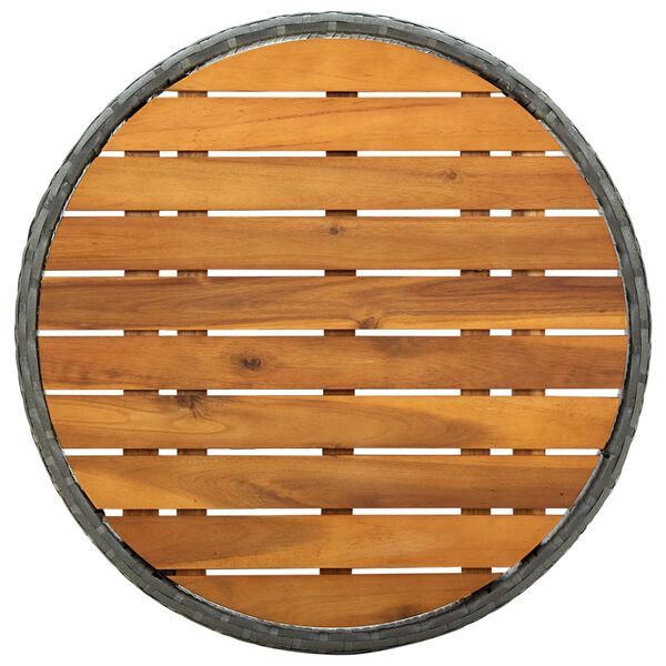 vidaXL Čajna mizica siva 60 cm poli ratan in trden akacijev les