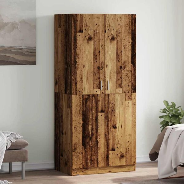 vidaXL Garderobna omara Old Wood 90x52x200 cm Inženirski les