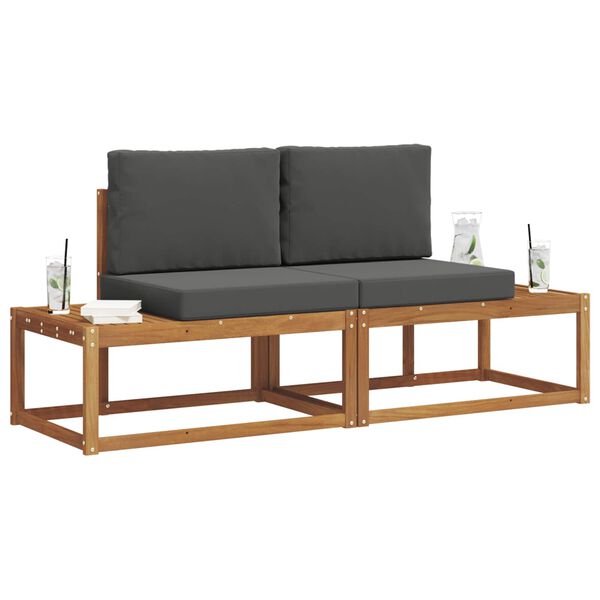 vidaXL Zunanja garnitura za sedenje z blazino 2 pcs Naravna