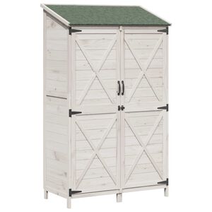vidaXL Vrtno skladi&scaron;če Bela 106 x 56 x 176,5 cm Trdna smreka