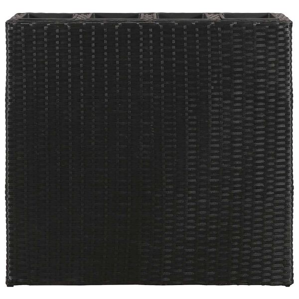 vidaXL Visoko cvetlično korito s 4 lonci 2 kosa poli ratan črno