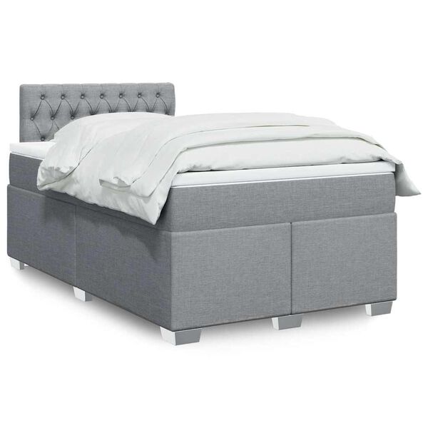 vidaXL Boxspring postelja z vzmetnico svetlo siva 120x190 cm blago