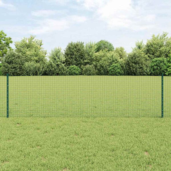 vidaXL Ograja s stebrom Zelena 0,6 x 10 m Jeklo in PVC