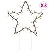 vidaXL Božična svetlobna dekoracija s konicami 3 kosi 50 LED 29 cm