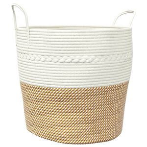vidaXL Ko&scaron;ara za shranjevanje rjava in bela &Oslash;43x38 cm bombaž