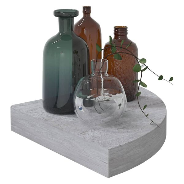 vidaXL Kotna stenska polica betonsko siva 25x25x3,8 cm MDF