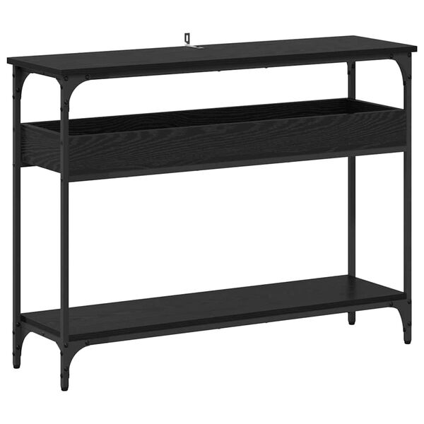 vidaXL Konzolna miza Črni hrast 100 x 29 x 75 cm Konstruiran les