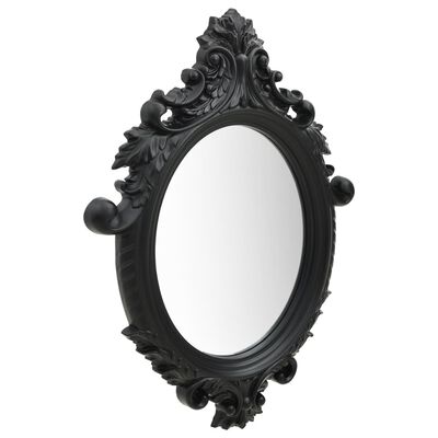 vidaXL Stensko ogledalo v grajskem stilu 56x76 cm črno