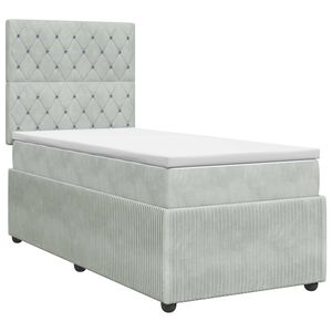 vidaXL Postelja boxspring z vzmetnico Svetlo siva 80 x 200 cm Žamet