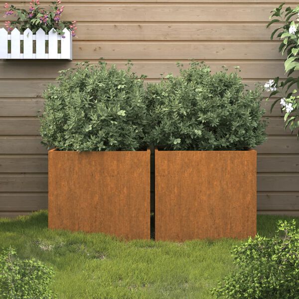 vidaXL Cvetlično korito 2 kosa 32x30x29 cm corten jeklo