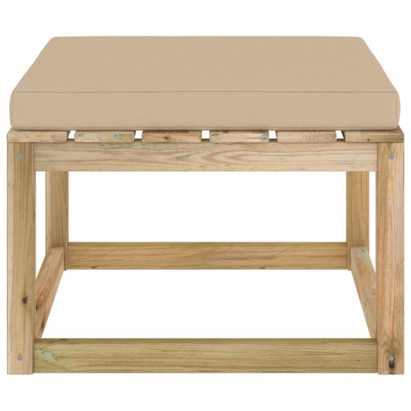 vidaXL Vrtni stolček za noge z blazino zelena impregnirana borovina