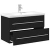 vidaXL Kopalni&scaron;ka omarica z umivalnikom črna