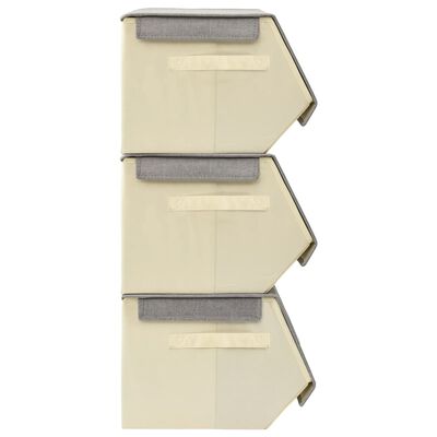 vidaXL Zložljive škatle za shranjevanje 4 kosi blago sive in krem