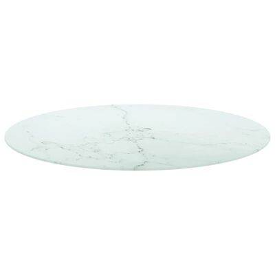 vidaXL Mizna plošča bela Ø90x1 cm kaljeno steklo z marmorjem