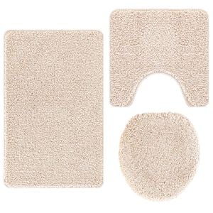 vidaXL Set protidrsnih kopalnih preprog 3 kos krema 50 x 80 cm PP