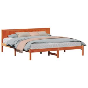 vidaXL Konstrukcija postelje Rjava 200 x 200 cm Trden borov les