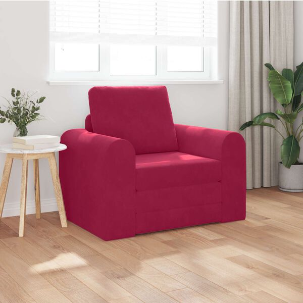 vidaXL Sofa postelja Vinorodna rdeča 98 x 71 x 83 cm Žamet