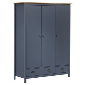 vidaXL Garderobna omara s 3 vrati Hill siva 127x50x170 cm borovina