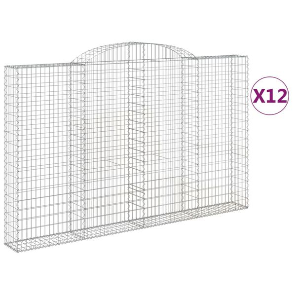 vidaXL Obokane gabion ko&scaron;are 12 kosi 300x30x180/200cm pocinkano železo