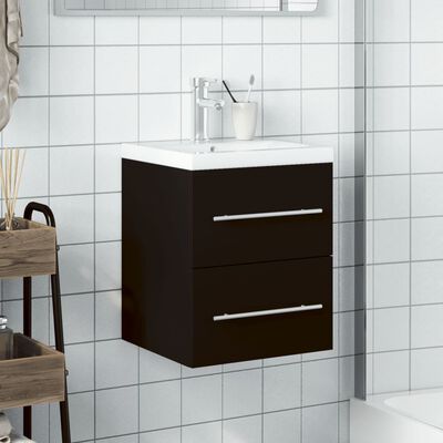 vidaXL Kopalniška omarica z umivalnikom črna