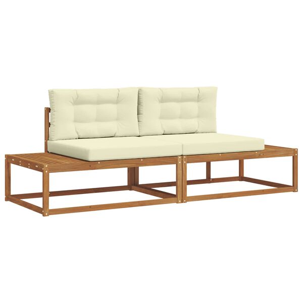 vidaXL Zunanja garnitura za sedenje z blazino 2 Kos Naravna in smetana