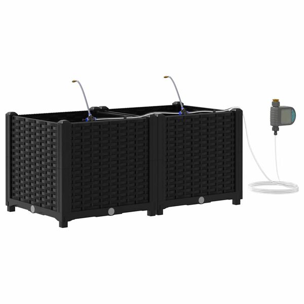 vidaXL Vrtni lonček 2 pcs Črna Jeklo