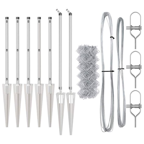 vidaXL Steber ograje. srebrna 10 x 0,6 m (40 x 40 mm mreža) Jeklo