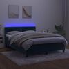 vidaXL Box spring postelja z vzmetnico LED temno modra 140x200cm žamet