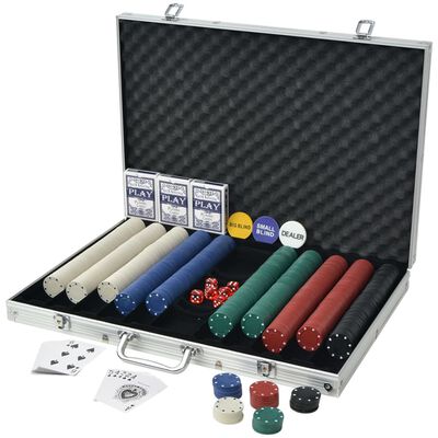 vidaXL Poker Set s 1000 Žetoni Aluminij
