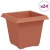 vidaXL Kvadratna cvetlična posoda 24 kos Kamnito rdeča 16 x 16 x 14 cm