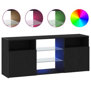 vidaXL TV omarica z LED lučkami črn hrast 120x30x50 cm inženirski les