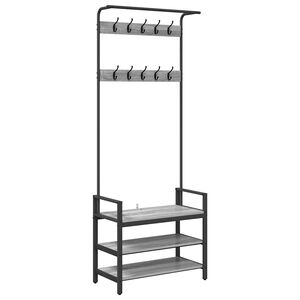 vidaXL Obešalnik za plašče s polico Drugo Siva sonoma 75 x 34 x 184 cm