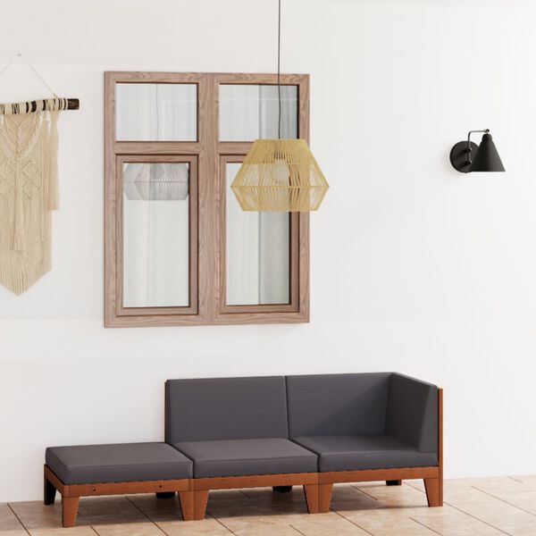 vidaXL Vrtna sedežna garnitura 3-delna z blazinami trden akacijev les