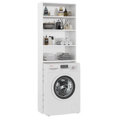 vidaXL Omara za pralni stroj visok sijaj bela 64x24x190 cm